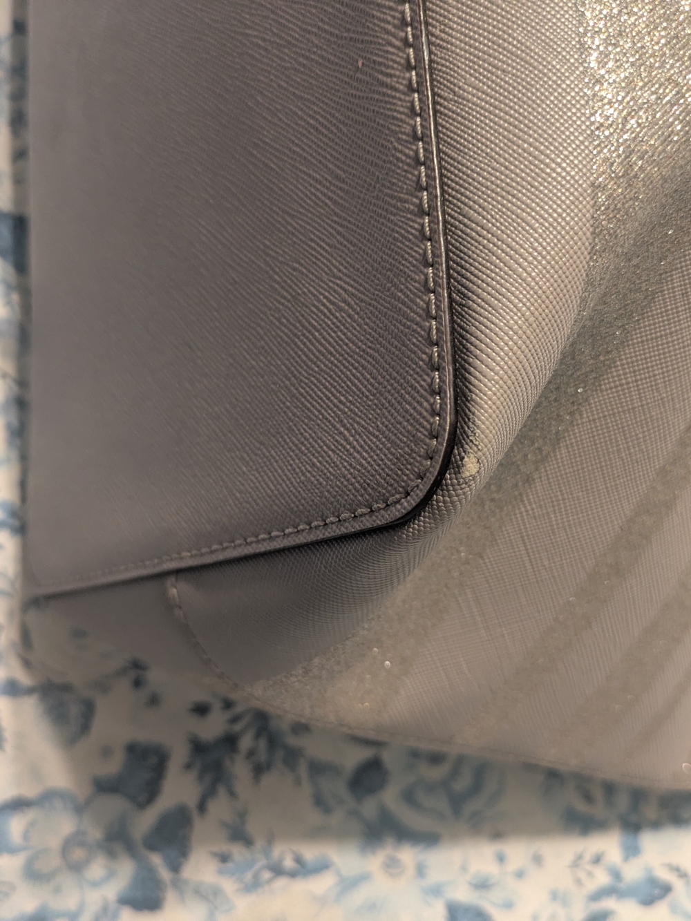 Kate Spade gray and silver glitter striped Tote and Wallet - Picture 3 of 10